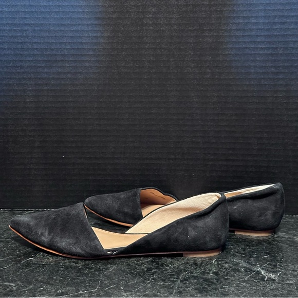 Black Leather J Crew Pointed Toe Flats Size 8 Fairycore Minimalist Career Work - Picture 4 of 10